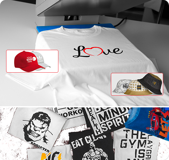 T-shirt, Hoodies, Sweaters and Caps printing services.